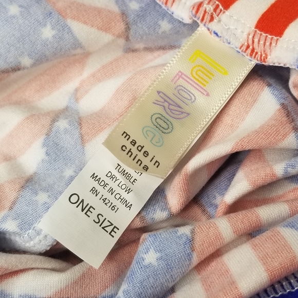 LuLaRoe One Size 2-10 Leggings Patriotic Stars & Stripes USA Flag Red White Blue - Picture 3 of 8